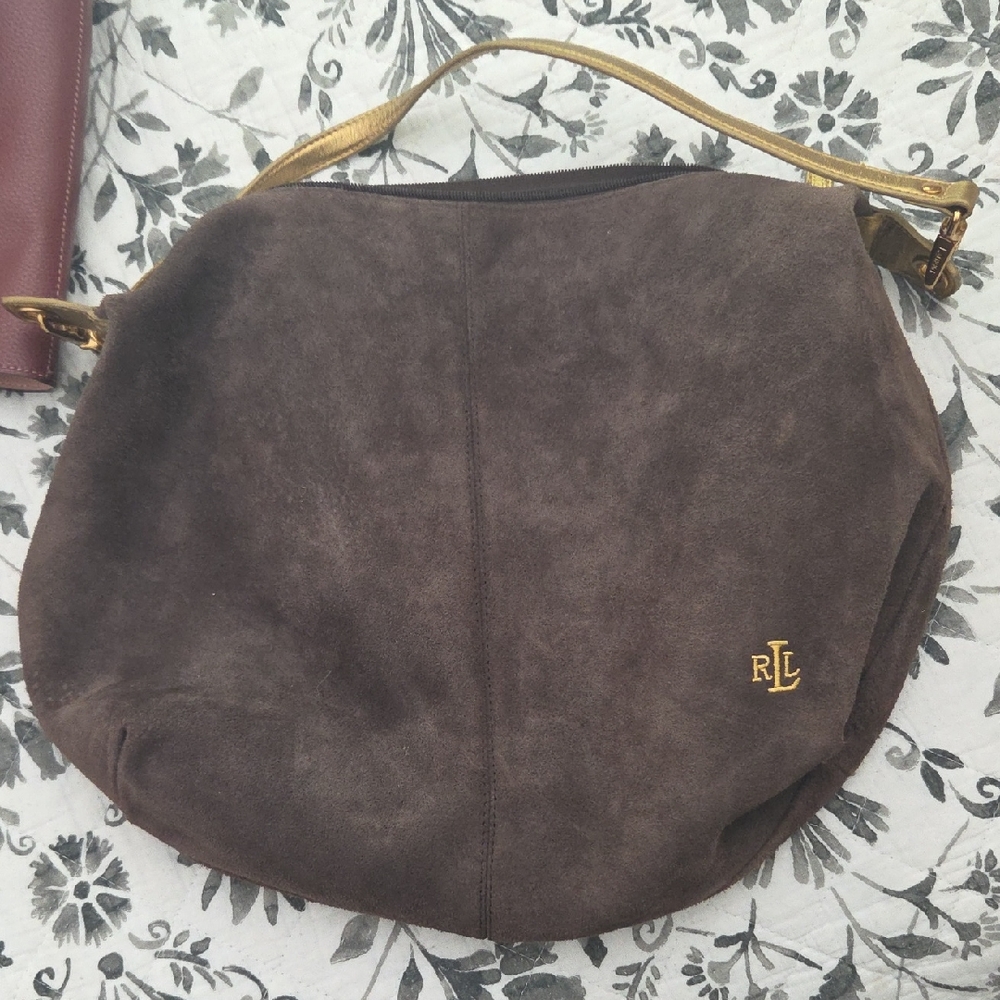 Ralph Lauren Dark Brown Suede Hobo Bag